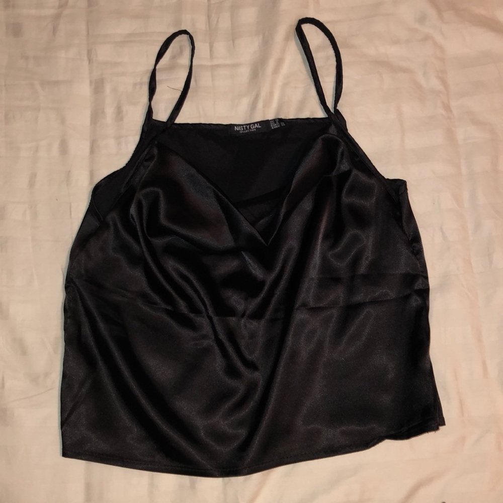 Black Satin Crop Top